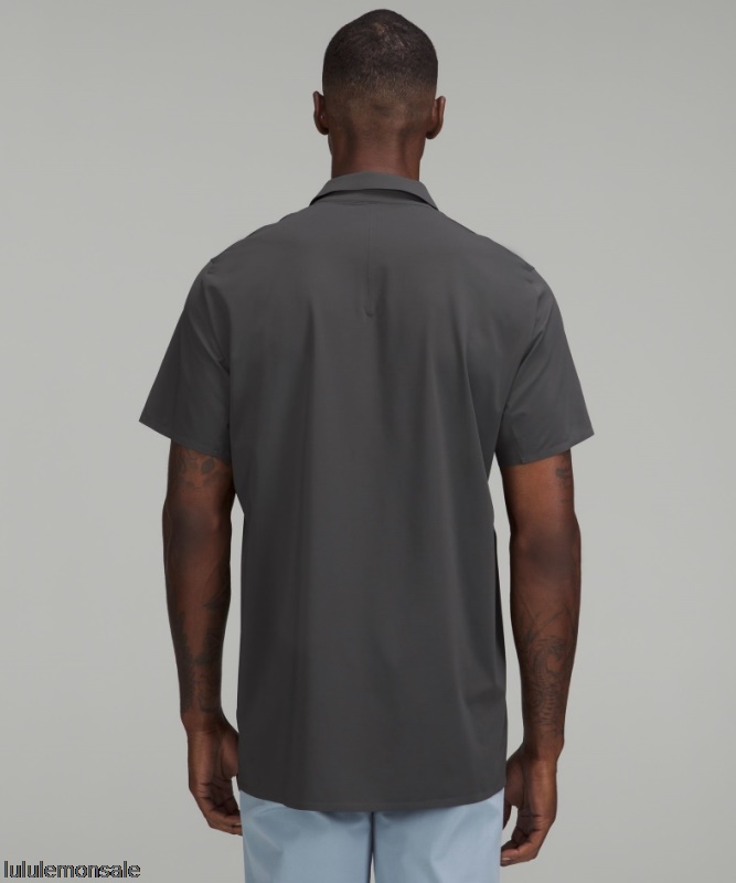 Lululemon Verkauf DELULU757 | Lululemon Deutschland Graphitgraues Luxtreme Poloshirt Mit Reißverschluss Vorne